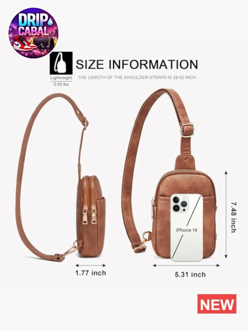 Crossbody Sling Bag - Faux Leather Shoulder Bag for Women